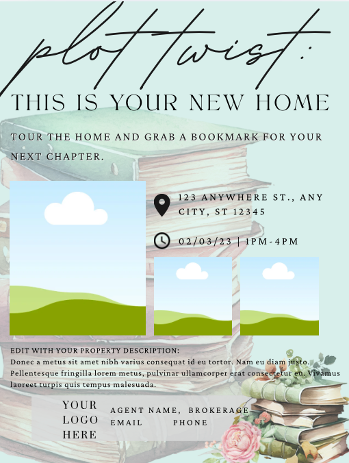 Party in a Box Open House Themes with EDITABLE Open House fliers